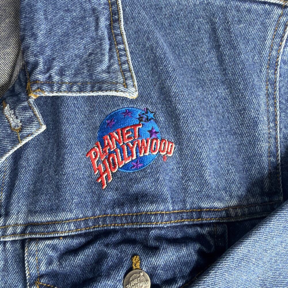 Planet Hollywood Las Vegas Denim Trucker Jacket Adult Medium Jean Vintage 90s - Picture 3 of 11
